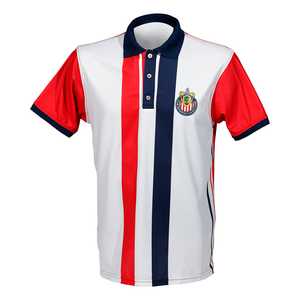 POLO BLANCA 2 RAYAS ESCUDO CHIVAS