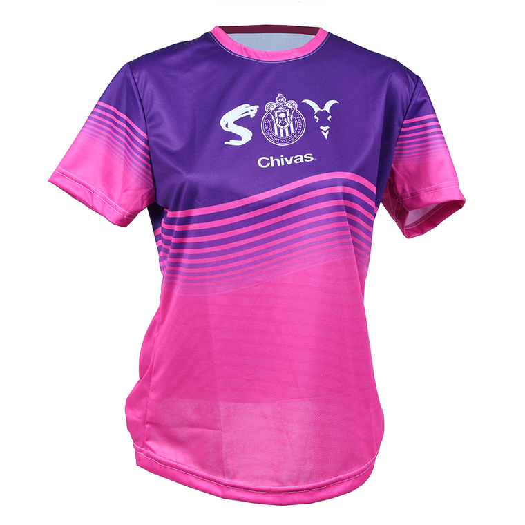 PLAYERA MUJER ROSA Y MORADO SOY CHIVAS