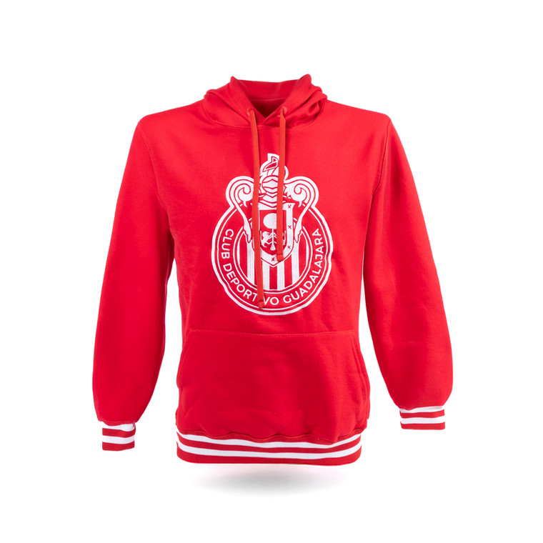 SUDADERA ROJA CARDIGAN ESCUDO MONOCROMÁTICO CHIVAS
