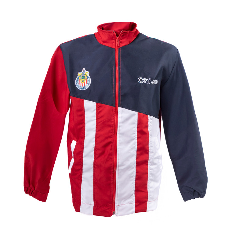 CHAMARRA CDG RAYAS CON APLICACIÓN ESCUDO CHIVAS