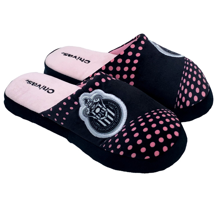 PANTUNFLA MUJER ROSA Y NEGRO ESCUDO MONOCROMÁTICO