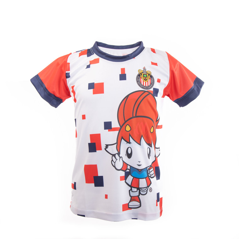 PLAYERA BLANCA MANGAS ROJAS CHIVITA PARA NIÑA