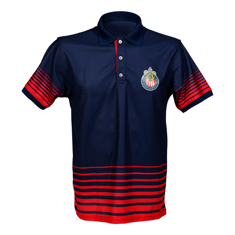 POLO AZUL DEGRADADO ROJO ESCUDO CHIVAS