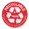 1" Red Recycling Symbol Labels - #2 HDPE (Qty) 500 Items