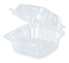 6" x 6" x 3" Compostable PLA Clamshell Food Container - Clear (1-Compartment) (Qty) 240 Items