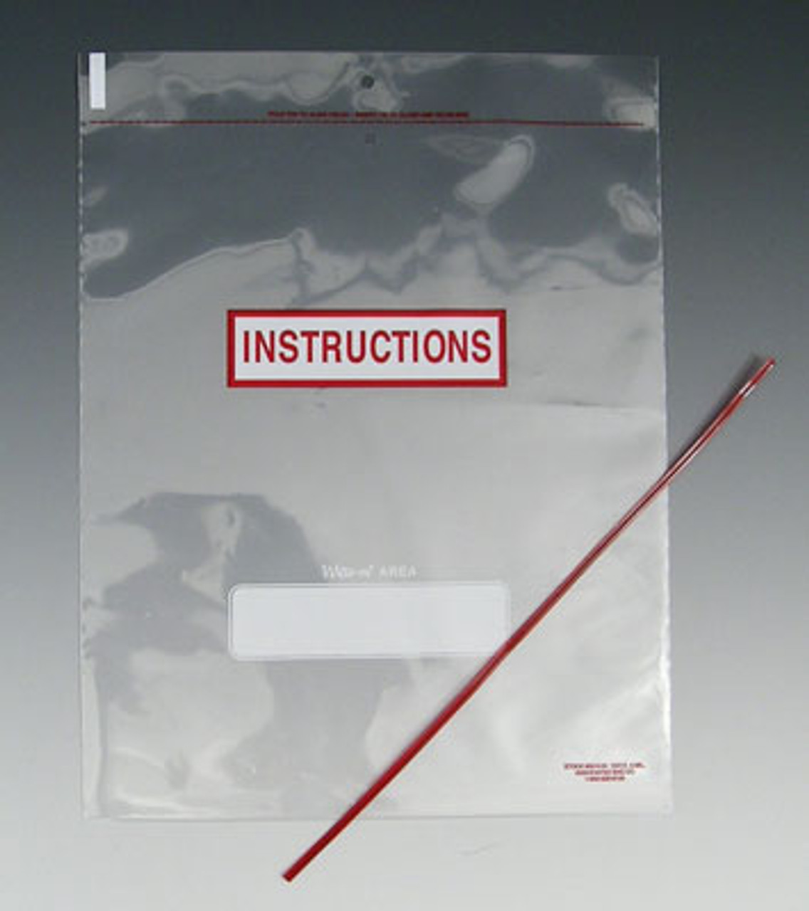 Twin Hole Tie-on Bag with "Instructions", Write-on Area & Plastic Covered Tie (4 mil) (Qty) 250 Items