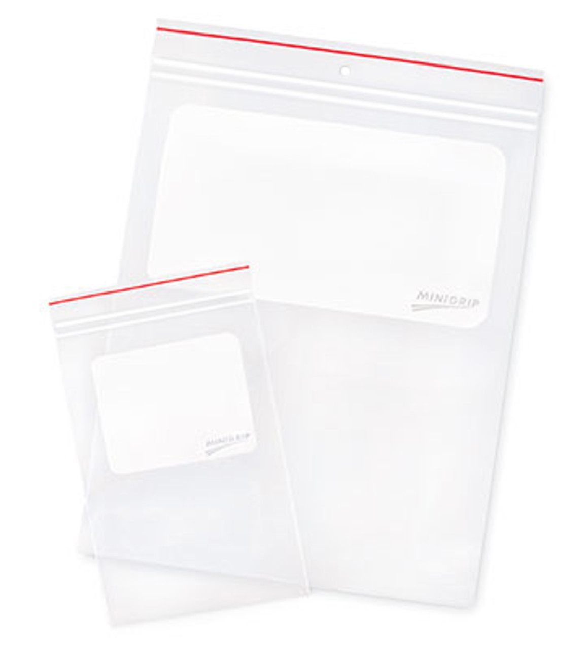 Minigrip Red Line Write-on Double Zipper Bag with Hang Hole (4 mil) (Qty) 1000 Items