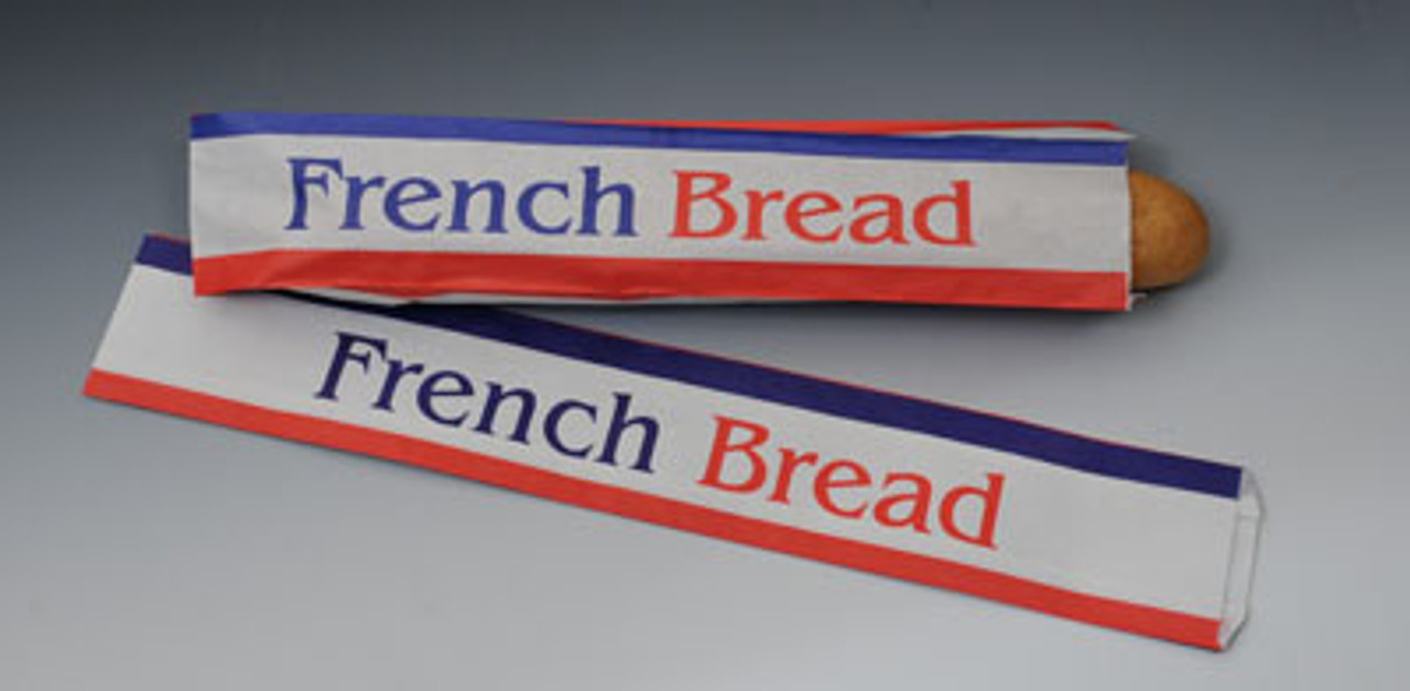 White Paper Bread Bag with "French Bread" Print - (30 lb.) (Qty) 1000 Items
