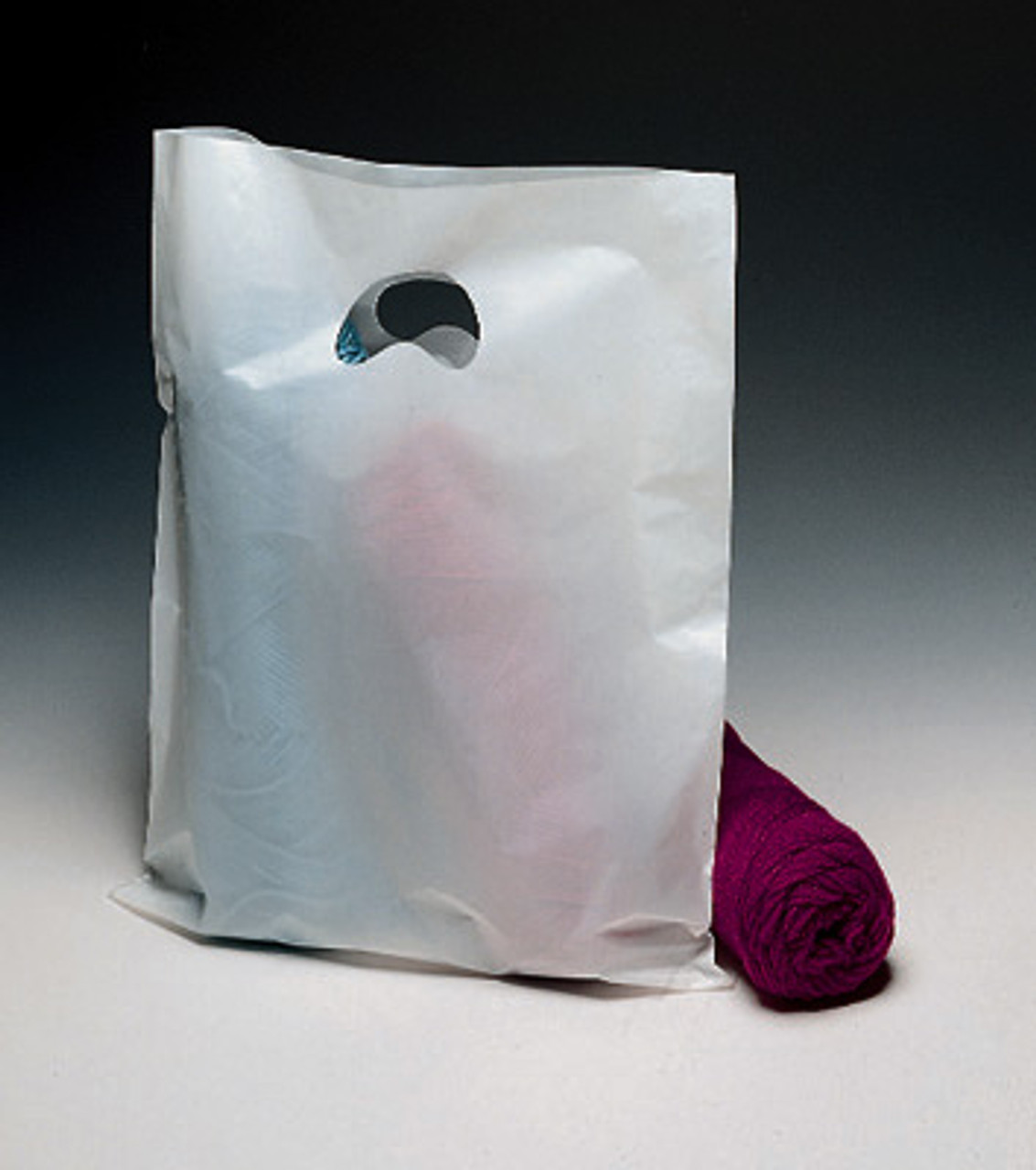 High Density Flat Merchandise Bag with Die-Cut Handle - White (.65 mil) (Qty) 1000 Items