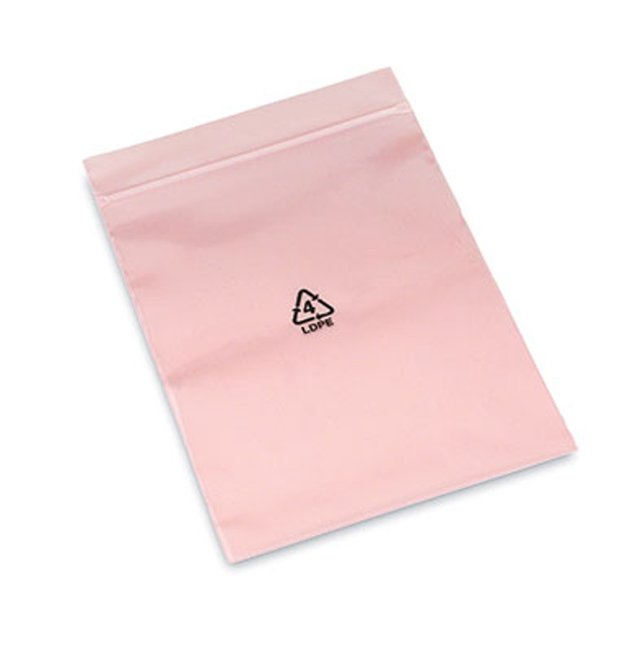 3" x 5" Anti-Static Zipper Poly Bag Printed with Recycle Symbol - Pink Tinted (4 mil) (Qty) 1000 Items