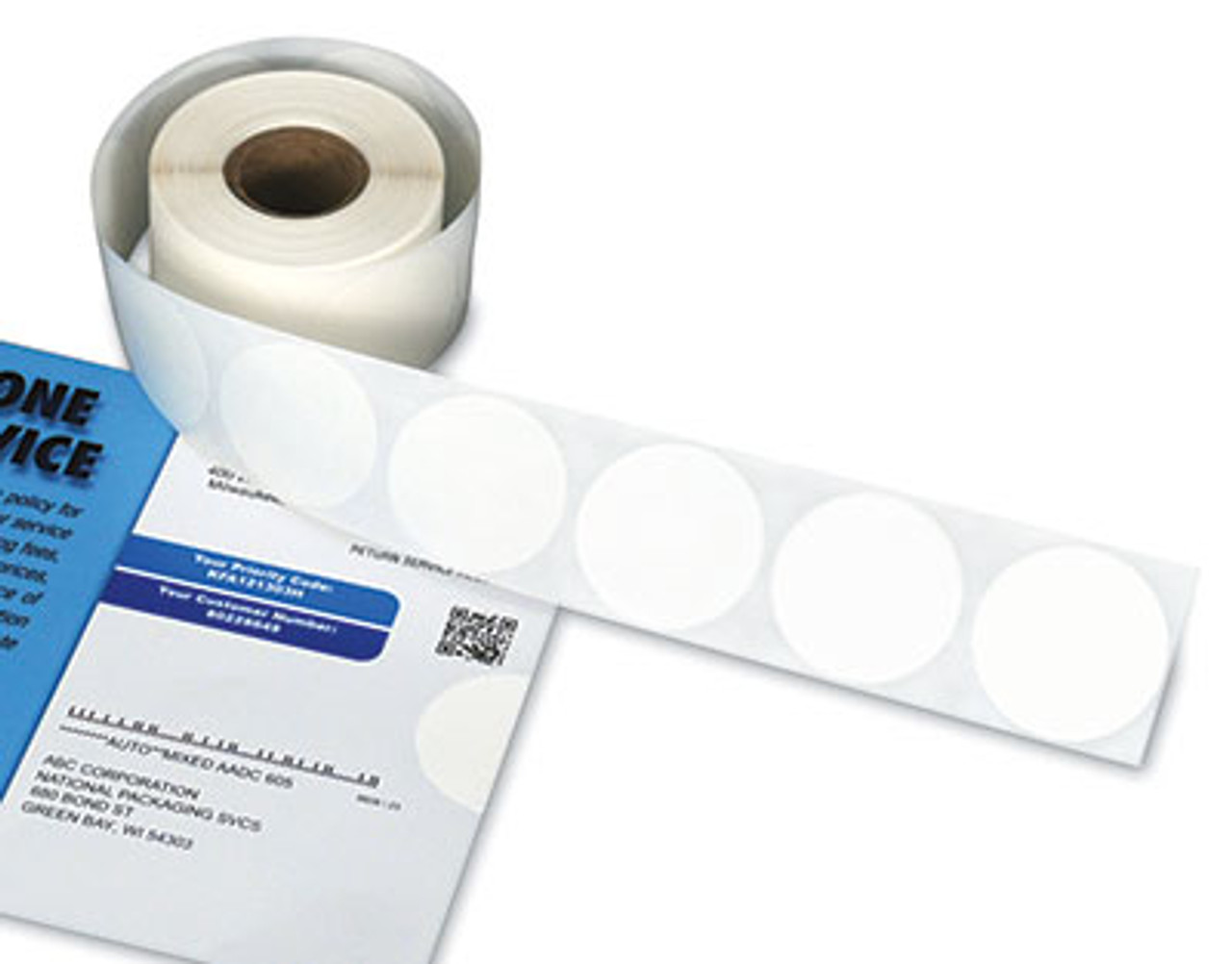 White Paper Round Seals (Qty) 500 Items - Roll