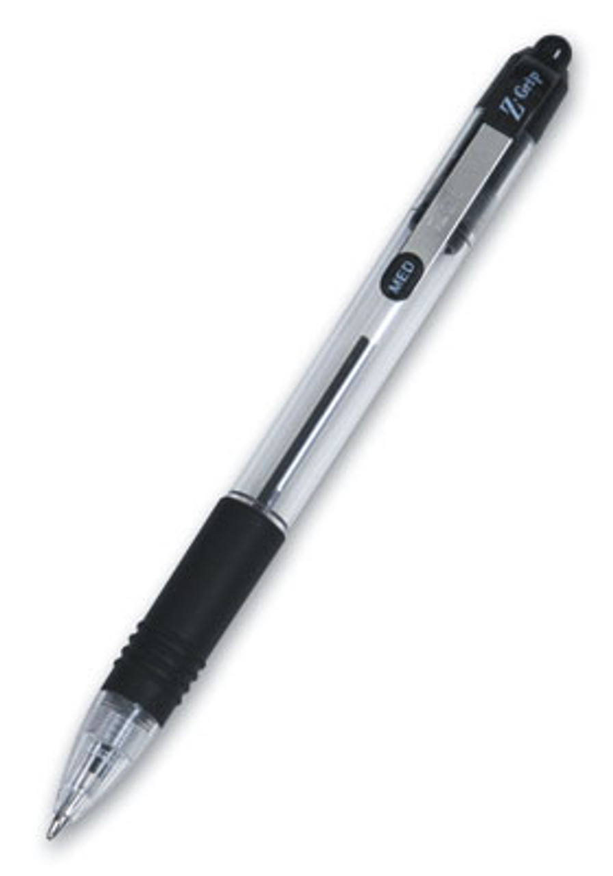 Zebra Z-Grip Retractable Medium Point Ballpoint Pen - Black (Qty) 12 Items