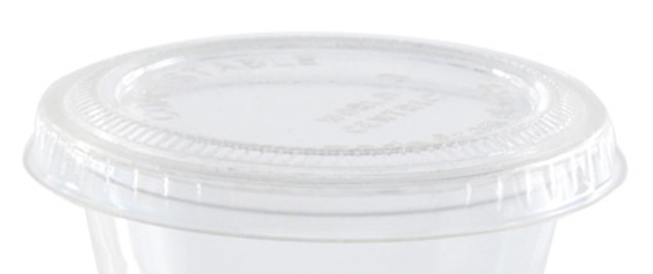 Flat Lids for Compostable Souffle Cups - Clear