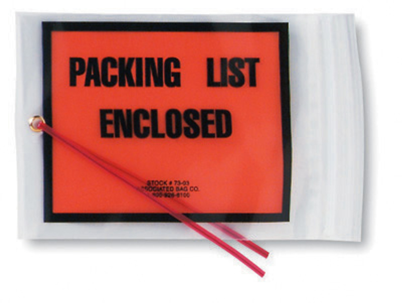 Back-Loading Printed Tie-on Envelope with Zipper Closure & Eyelet - "Packing List Enclosed" (Qty) 1000 Items