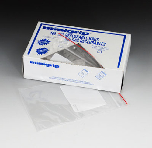 Minigrip Red Line Write-on Zipper Bag in Dispenser Box (2 mil) (100 Bags per Box; 10 Boxes per Carton)