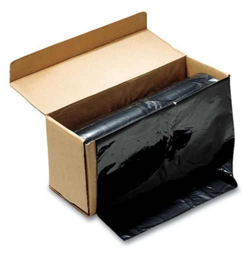 16" x 14" x 37" Low Density Gusseted Poly Liner in Dispenser Box - Perforated on a Roll of 100 Liners - Black (1.5 mil) (Qty) 100 Items