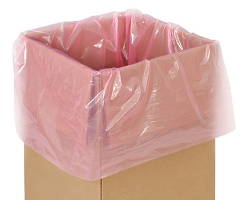 Anti-Static Gusseted Poly Liner - Pink Tinted (2 mil)