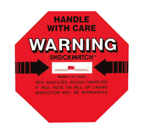 4" x 4" Red Shockwatch Indicator Label (50G Sensitivity) (Qty) 100 Items