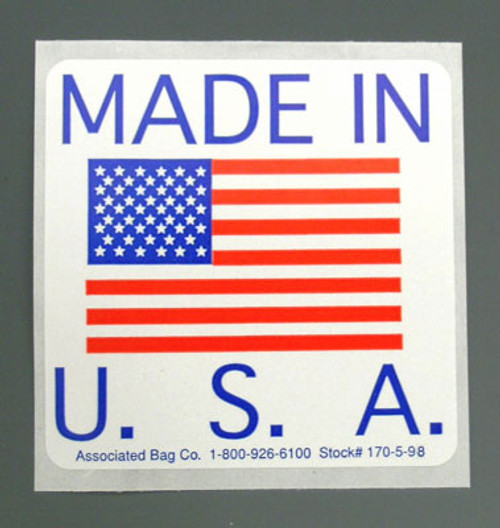 White "Made in USA" Labels (Qty) 500 Items  - 1 Roll