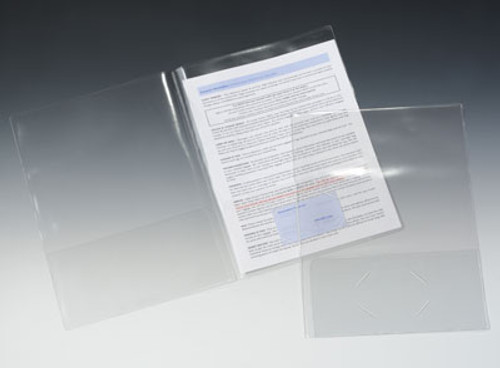 9" x 12" Clear Vinyl Presentation Folder with 2 Pockets (5 Gauge) (Qty) 100 Items