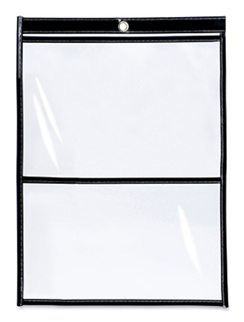 9" x 12" Vinyl Job Ticket Holder with 9" x 6" Front Pocket and Black Stitched Edges (5.75 Gauge) (Qty) 50 Items