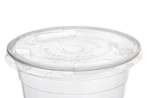 Clear Compostable PLA Lids for Compostable Cold Beverage Cups (Qty) 100 Items
