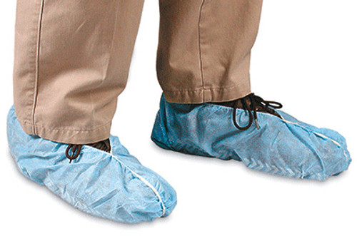 Latex-Free Disposable Poly Shoe Covers - Non-Skid (Fits up to size 13) (Qty) 100 Items