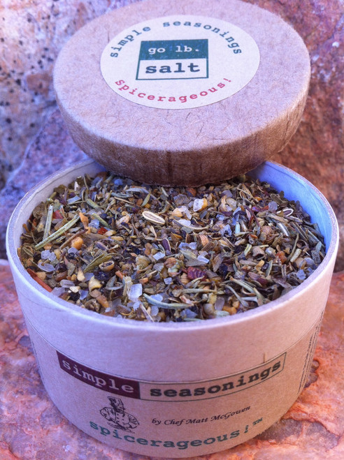 simple seasonings™ - southwest spicy - all natural, herb & spice blend (retail product image - open) by go lb. salt ® - store.golbsalt.com