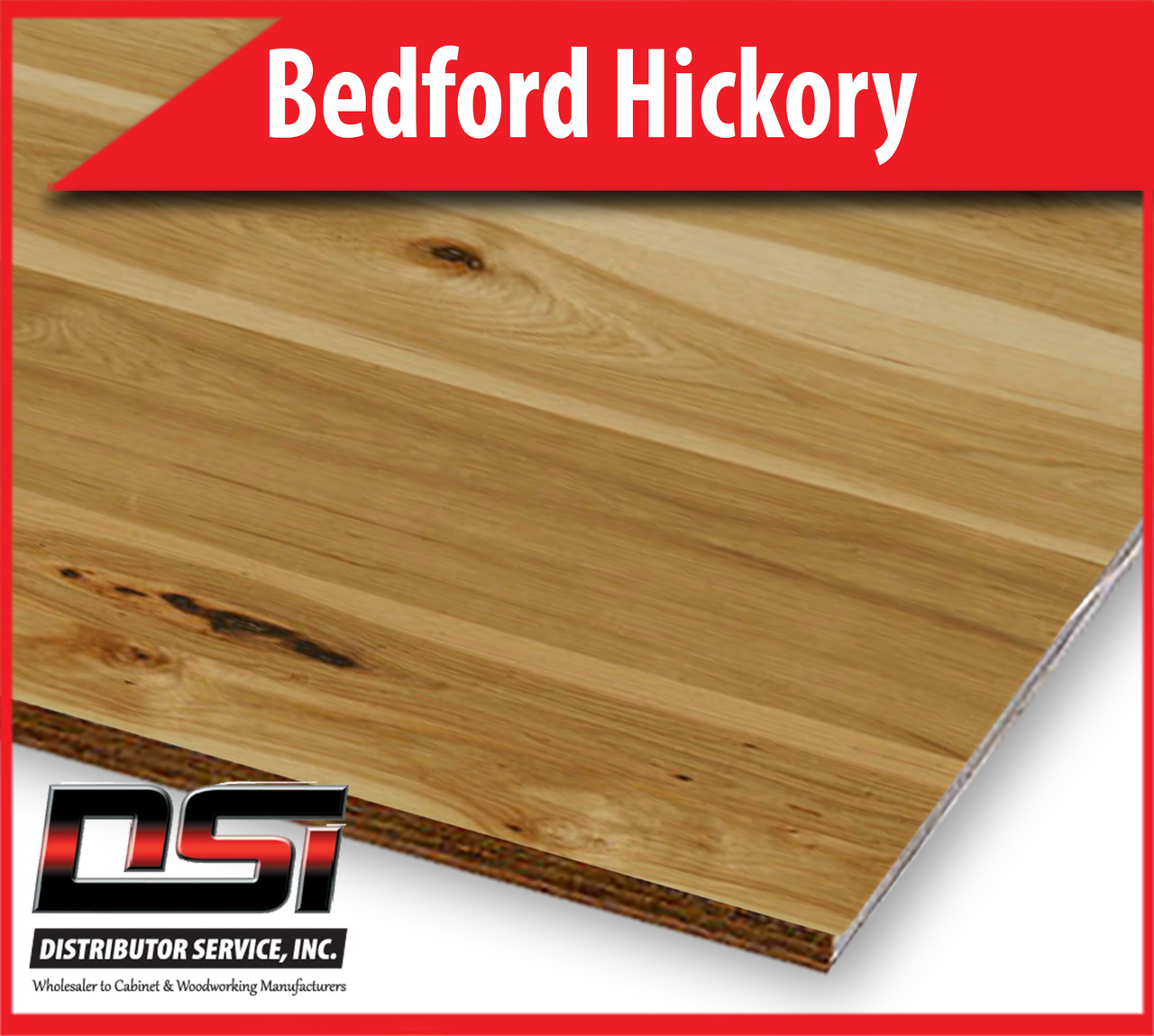 Bedford Hickory Plywood Plain Sliced Veneer Core 3-6" Flitches G2S 1/2" x 4x8
