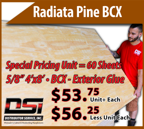 Radiata Pine Plywood 5-8 15mm 4x8 BCX - Exterior Glue RADP58BC