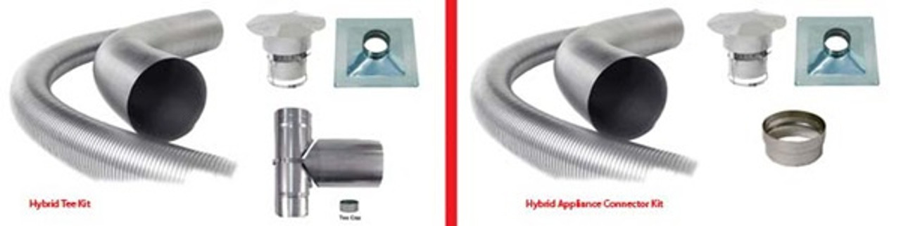 Forever Flex Hybrid 304L Stainless Steel Chimney Liner Kit with Tee - 8" diameter