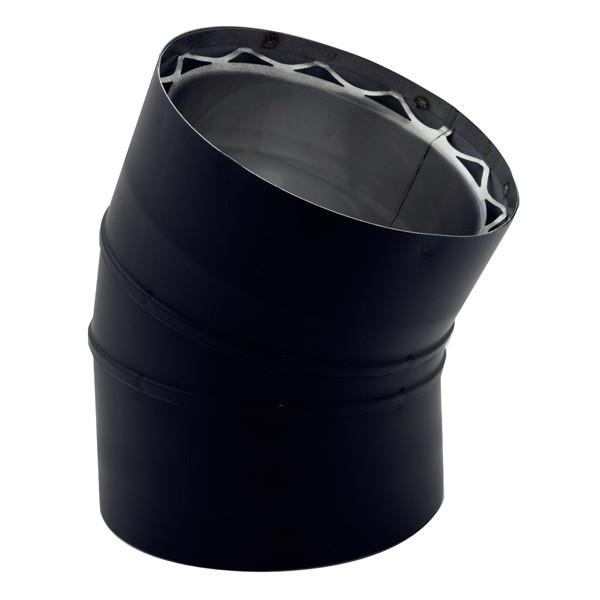 Ventis Double Wall Black Stove Pipe 30 degree fixed elbow - 6
