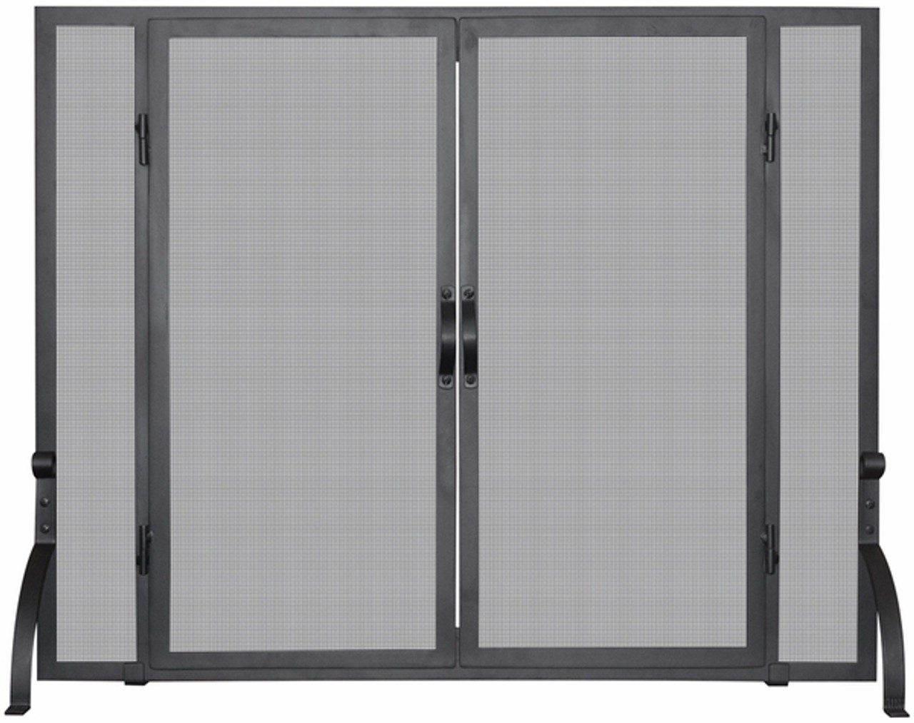 Single Panel Black Wrought Iron Screen with Doors - Large