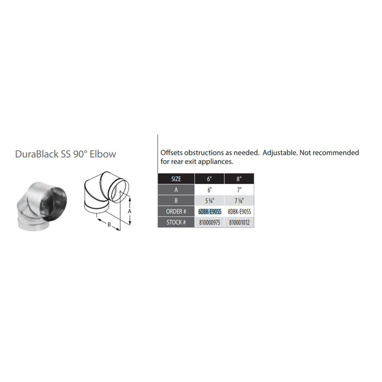 DuraVent DuraBlack Stainless Steel Adjustable 90-Degree Elbow