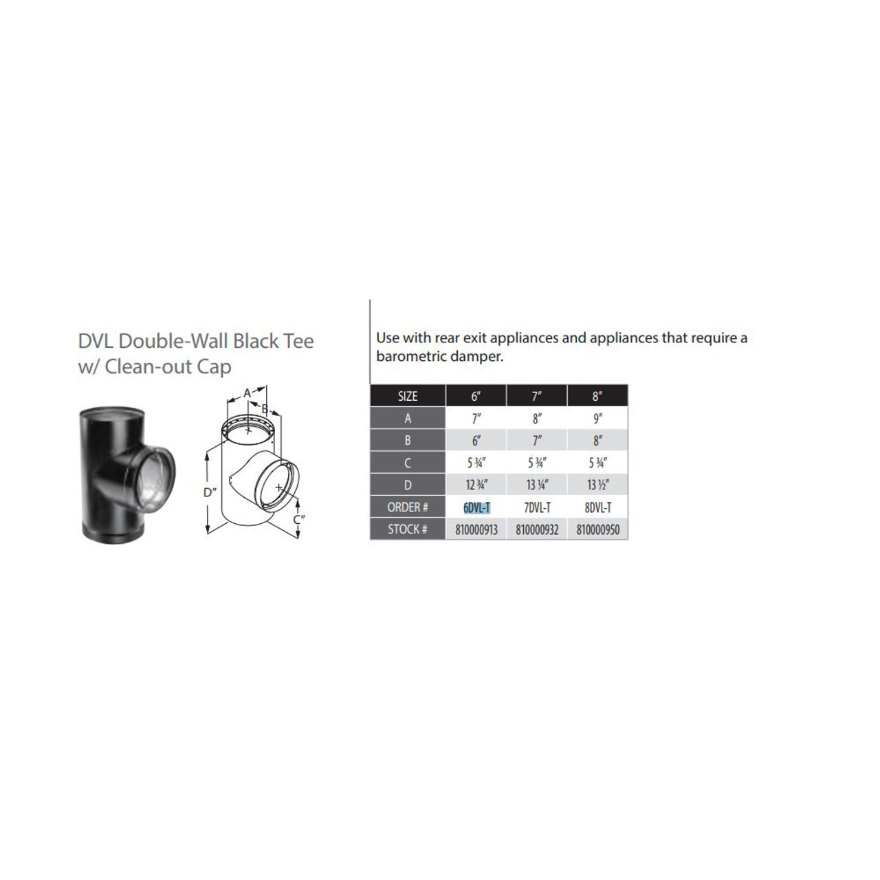 DuraVent DVL Double-Wall Black Tee with Clean-Out Cap DuraVent DVL Double-Wall Black Tee with Clean-Out Cap