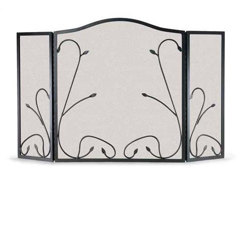 Napa Forge Leaf And Vine 3 Panel Fireplace Screen Black Center