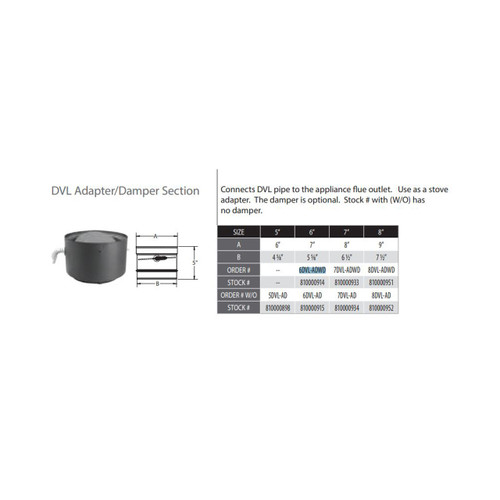 DuraVent DVL Stove Adaptor with Damper