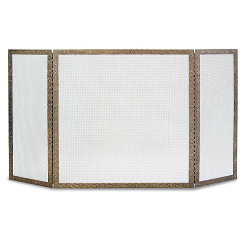 Pilgrim Bay Branch 3 Panel Fireplace Screen - Black - Center: 30"W x 30"H  Sides: 10"W