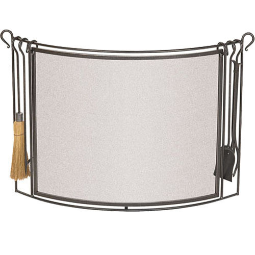 fireplace screen with tools