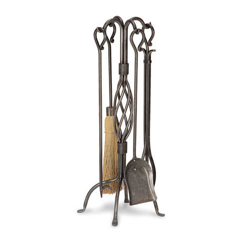 Pilgrim Center Basket Weave Fireplace Tool Set - Vintage Iron