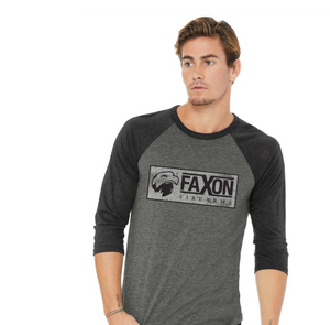 Faxon Gray Baseball T-shirt - Distressed Logo Faxon Gray Baseball T-shirt - Distressed Logo