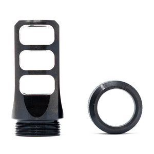 Faxon 8.6 Blackout MuzzLok® 3 Port Muzzle Brake, Steel, QPQ Nitride M18x1.5 Faxon 8.6 Blackout MuzzLok® 3 Port Muzzle Brake, Steel, QPQ Nitride M18x1.5