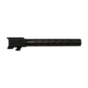 Faxon Match Series Barrel for G34 GEN 5 w/ Patented Flame Fluting, 1/10 Twist, 416-R Material, Stress Relieved, Black Nitride Finished, Target Crowned, Non-Threaded  Faxon Match Series Barrel for G34 GEN 5 w/ Patented Flame Fluting, 1/10 Twist, 416-R Material, Stress Relieved, Black Nitride Finished, Target Crowned, Non-Threaded