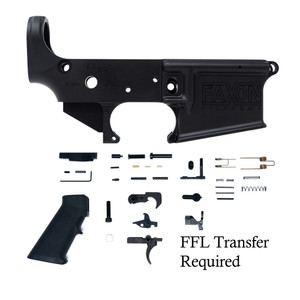 Faxon AR15 forged lower receiver stripped with completion kit – left side