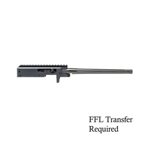 Faxon FX22 Complete Barreled Action with 10.5" straight fluted medium barrel in black, showcased on a white background. Faxon FX22 Complete Barreled Action with 10.5" straight fluted medium barrel in black, showcased on a white background.