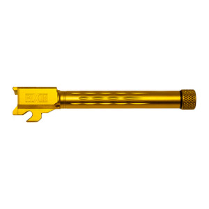 Faxon Match Series Barrel for SIG® P320 Full Size w/ Patented Flame Fluting, 416-R Stainless, Threaded TiN PVD Faxon Match Series Barrel for SIG® P320 Full Size w/ Patented Flame Fluting, 416-R Stainless, Threaded TiN PVD