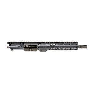 Faxon Bantam 10.5" Complete 9mm Upper Receiver, compact with handguard, for AR builds, displayed on a white backdrop. Faxon Bantam 10.5" Complete 9mm Upper Receiver, compact with handguard, for AR builds, displayed on a white backdrop.