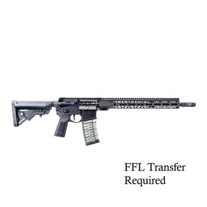 Faxon Sentry 16-inch 5.56 Rifle with black finish and clear magazine on a white background. Faxon Sentry 16-inch 5.56 Rifle with black finish and clear magazine on a white background.