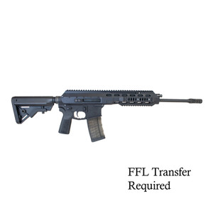 ARAK-21® XRS 16-inch complete rifle in 5.56 caliber, showcasing its full-length rail and adjustable stock, on a white background.. ARAK-21® XRS 16-inch complete rifle in 5.56 caliber, showcasing its full-length rail and adjustable stock, on a white background..
