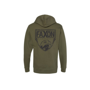 Faxon Green/Black Zip Hoodie - Distressed Logo Faxon Green/Black Zip Hoodie - Distressed Logo